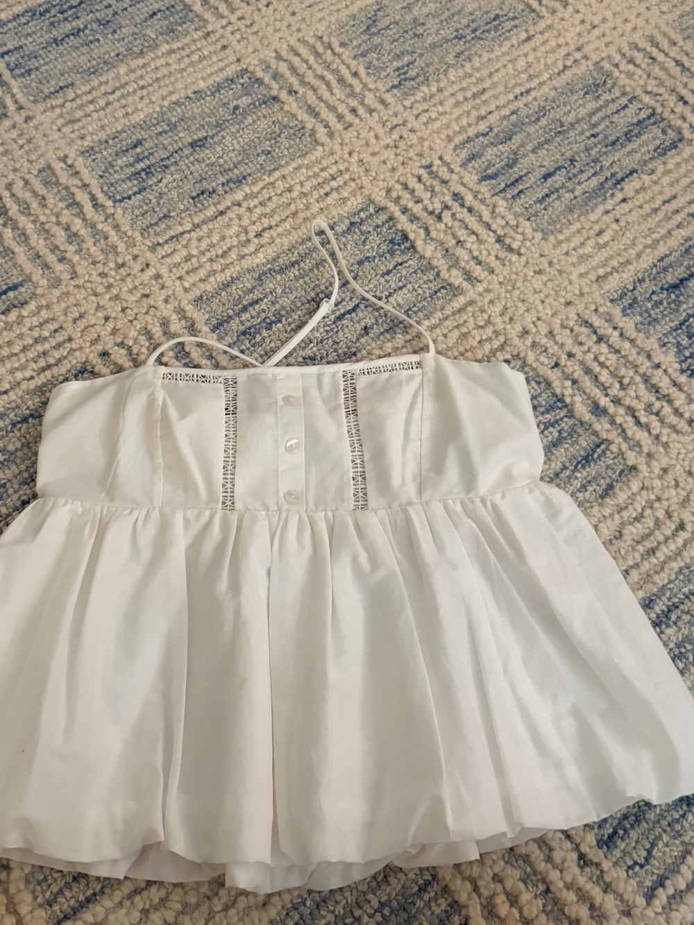 zara White Spaghetti Strap Sundress with Lace Trim
